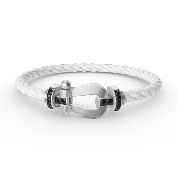 [Azure Tears]FORCE LARGE HORSESHOE BLACK DIAMOND BRACELET - WHITE GOLD