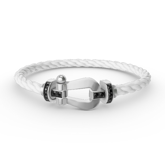 [Azure Tears]FORCE LARGE HORSESHOE BLACK DIAMOND BRACELET - WHITE GOLD