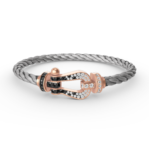 [Azure Tears]FORCE LARGE HORSESHOE BLACK & WHITE DIAMOND BRACELET - ROSE GOLD