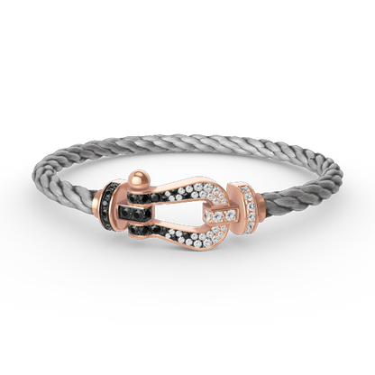 [Azure Tears]FORCE LARGE HORSESHOE BLACK & WHITE DIAMOND BRACELET - ROSE GOLD