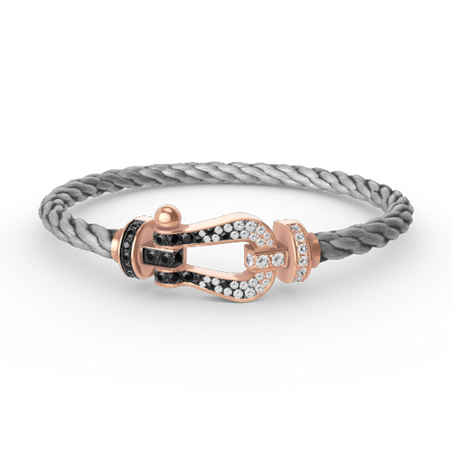 [Azure Tears]FORCE LARGE HORSESHOE BLACK & WHITE DIAMOND BRACELET - ROSE GOLD