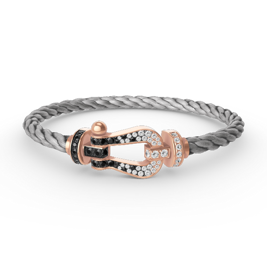 [Azure Tears]FORCE LARGE HORSESHOE BLACK & WHITE DIAMOND BRACELET - ROSE GOLD