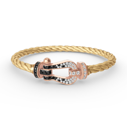 [Azure Tears]FORCE LARGE HORSESHOE BLACK & WHITE DIAMOND BRACELET - ROSE GOLD