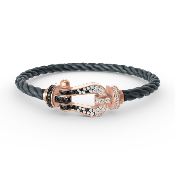[Azure Tears]FORCE LARGE HORSESHOE BLACK & WHITE DIAMOND BRACELET - ROSE GOLD