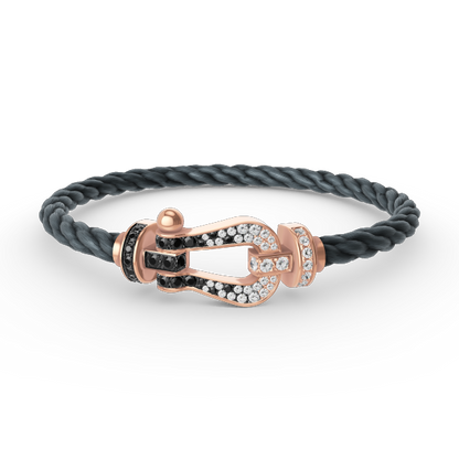 [Azure Tears]FORCE LARGE HORSESHOE BLACK & WHITE DIAMOND BRACELET - ROSE GOLD