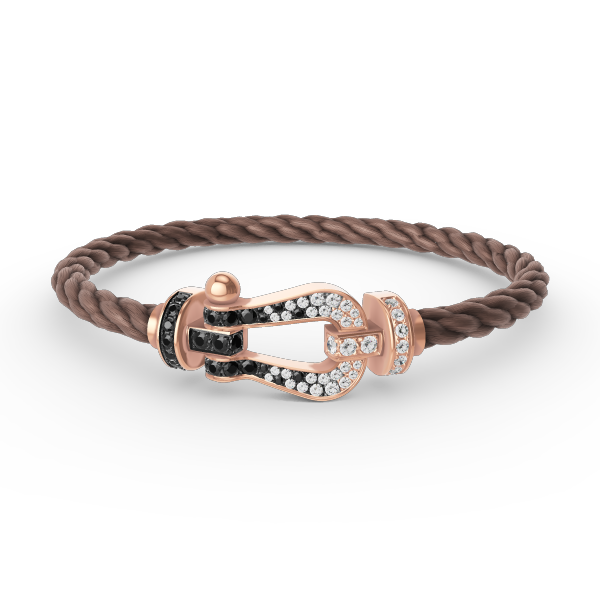 [Azure Tears]FORCE LARGE HORSESHOE BLACK & WHITE DIAMOND BRACELET - ROSE GOLD