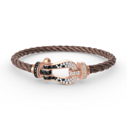 [Azure Tears]FORCE LARGE HORSESHOE BLACK & WHITE DIAMOND BRACELET - ROSE GOLD