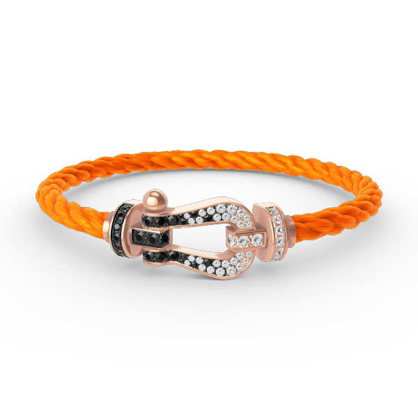 [Azure Tears]FORCE LARGE HORSESHOE BLACK & WHITE DIAMOND BRACELET - ROSE GOLD