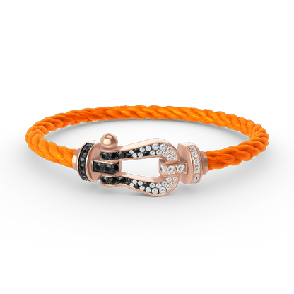[Azure Tears]FORCE LARGE HORSESHOE BLACK & WHITE DIAMOND BRACELET - ROSE GOLD