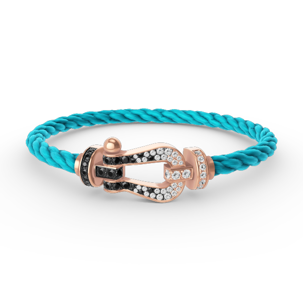 [Azure Tears]FORCE LARGE HORSESHOE BLACK & WHITE DIAMOND BRACELET - ROSE GOLD