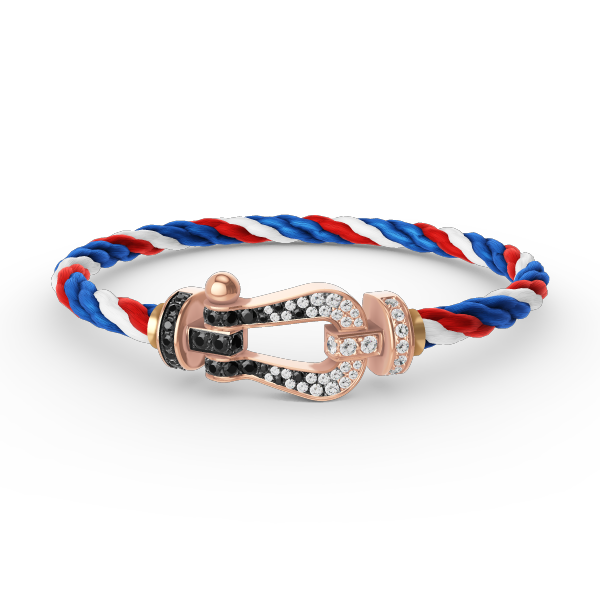 [Azure Tears]FORCE LARGE HORSESHOE BLACK & WHITE DIAMOND BRACELET - ROSE GOLD