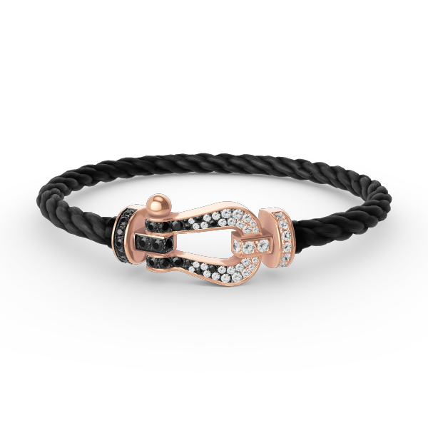 [Azure Tears]FORCE LARGE HORSESHOE BLACK & WHITE DIAMOND BRACELET - ROSE GOLD