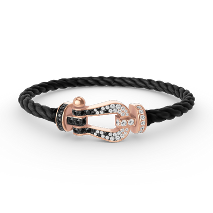 [Azure Tears]FORCE LARGE HORSESHOE BLACK & WHITE DIAMOND BRACELET - ROSE GOLD