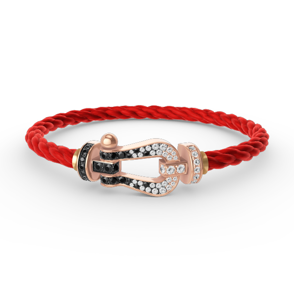 [Azure Tears]FORCE LARGE HORSESHOE BLACK & WHITE DIAMOND BRACELET - ROSE GOLD