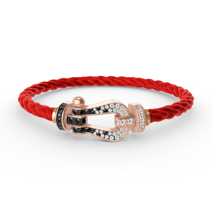 [Azure Tears]FORCE LARGE HORSESHOE BLACK & WHITE DIAMOND BRACELET - ROSE GOLD