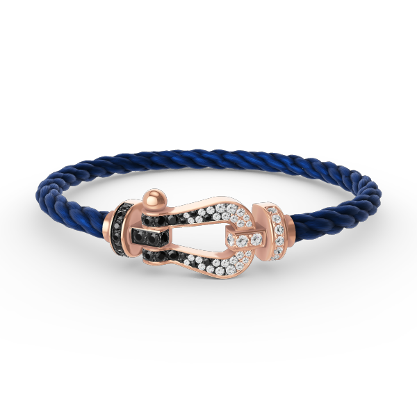 [Azure Tears]FORCE LARGE HORSESHOE BLACK & WHITE DIAMOND BRACELET - ROSE GOLD