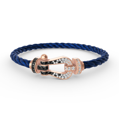 [Azure Tears]FORCE LARGE HORSESHOE BLACK & WHITE DIAMOND BRACELET - ROSE GOLD