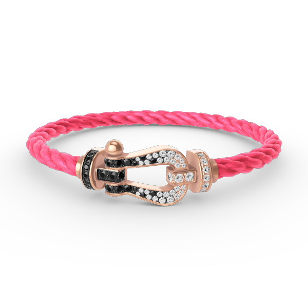 [Azure Tears]FORCE LARGE HORSESHOE BLACK & WHITE DIAMOND BRACELET - ROSE GOLD