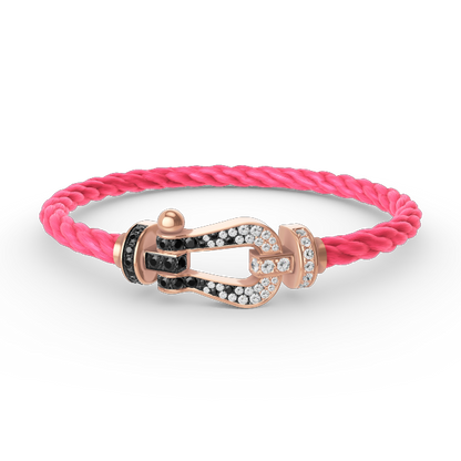 [Azure Tears]FORCE LARGE HORSESHOE BLACK & WHITE DIAMOND BRACELET - ROSE GOLD