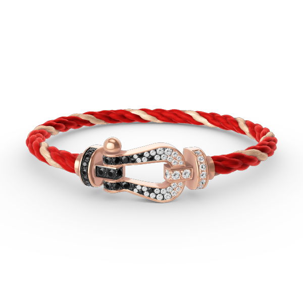 [Azure Tears]FORCE LARGE HORSESHOE BLACK & WHITE DIAMOND BRACELET - ROSE GOLD