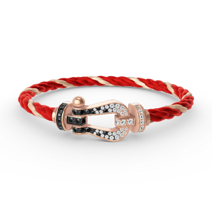 [Azure Tears]FORCE LARGE HORSESHOE BLACK & WHITE DIAMOND BRACELET - ROSE GOLD