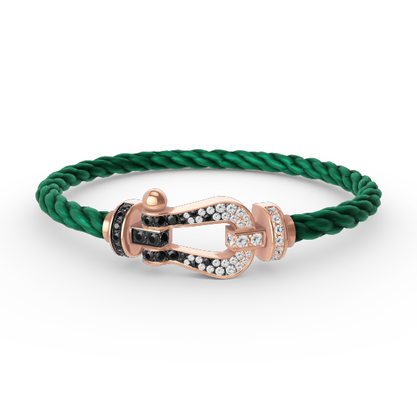 [Azure Tears]FORCE LARGE HORSESHOE BLACK & WHITE DIAMOND BRACELET - ROSE GOLD