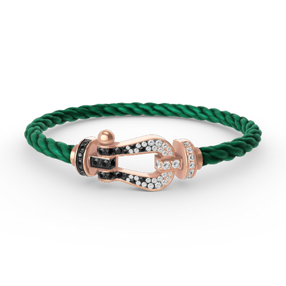 [Azure Tears]FORCE LARGE HORSESHOE BLACK & WHITE DIAMOND BRACELET - ROSE GOLD