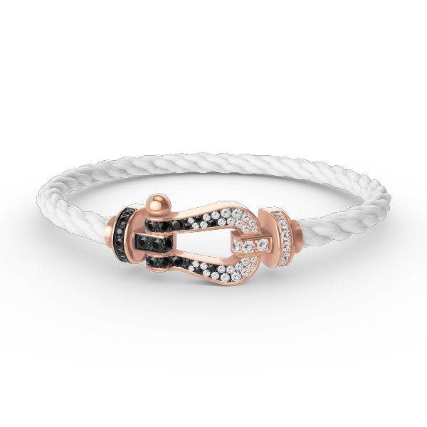[Azure Tears]FORCE LARGE HORSESHOE BLACK & WHITE DIAMOND BRACELET - ROSE GOLD