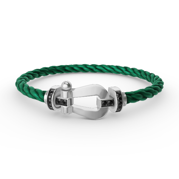 [Azure Tears]FORCE LARGE HORSESHOE BLACK DIAMOND BRACELET - WHITE GOLD