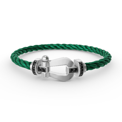 [Azure Tears]FORCE LARGE HORSESHOE BLACK DIAMOND BRACELET - WHITE GOLD