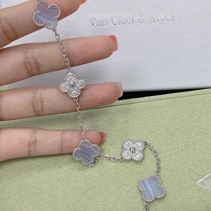 [Azure Tears]LUCKY CLOVER 5-MOTIF BRACELET - PURPLE CHALCEDONY COLLECTION