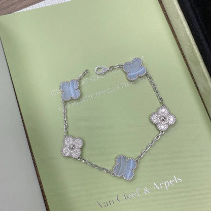 [Azure Tears]LUCKY CLOVER 5-MOTIF BRACELET - PURPLE CHALCEDONY COLLECTION