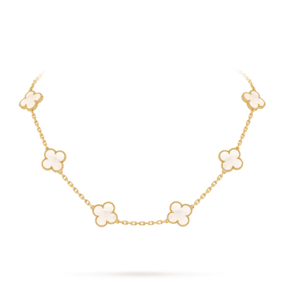 [Azure Tears]CLASSIC LUCKY 10-MOTIF CLOVER NECKLACE GOLD COLLECTION