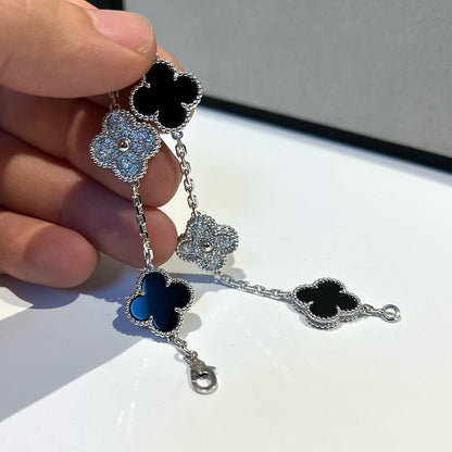 [Azure Tears]LUCKY CLOVER 5-MOTIF BRACELET - BLACK OXNY COLLECTION