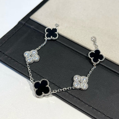 [Azure Tears]LUCKY CLOVER 5-MOTIF BRACELET - BLACK OXNY COLLECTION