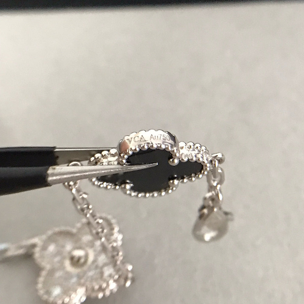 [Azure Tears]LUCKY CLOVER 5-MOTIF BRACELET - BLACK OXNY COLLECTION
