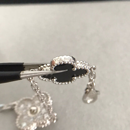 [Azure Tears]LUCKY CLOVER 5-MOTIF BRACELET - BLACK OXNY COLLECTION