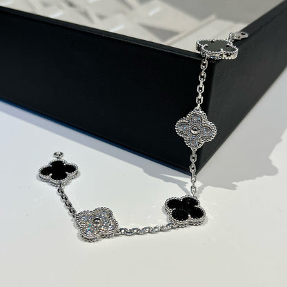 [Azure Tears]LUCKY CLOVER 5-MOTIF BRACELET - BLACK OXNY COLLECTION