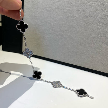 [Azure Tears]LUCKY CLOVER 5-MOTIF BRACELET - BLACK OXNY COLLECTION