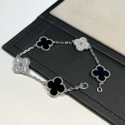 [Azure Tears]LUCKY CLOVER 5-MOTIF BRACELET - BLACK OXNY COLLECTION