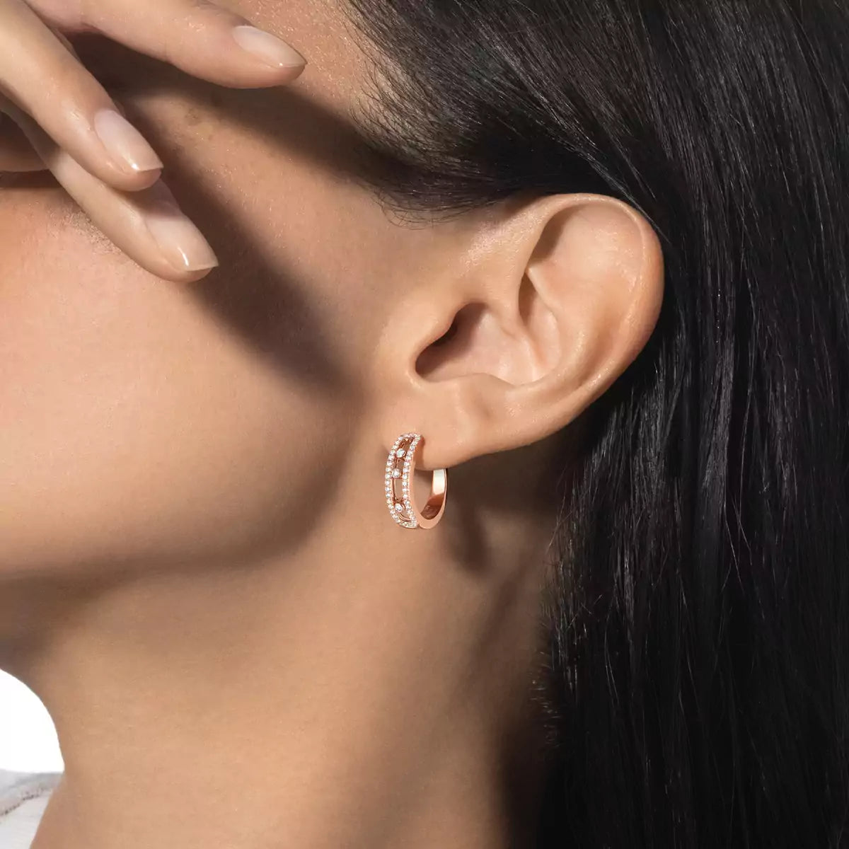 [Azure Tears]MOVE PAVÉ DIAMOND HOOP EARRINGS