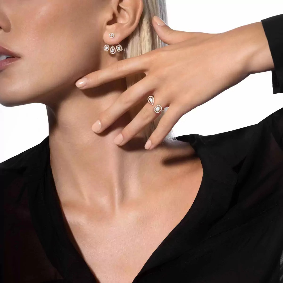 [Azure Tears]MY TWIN TRIO DIAMOND EARRINGS