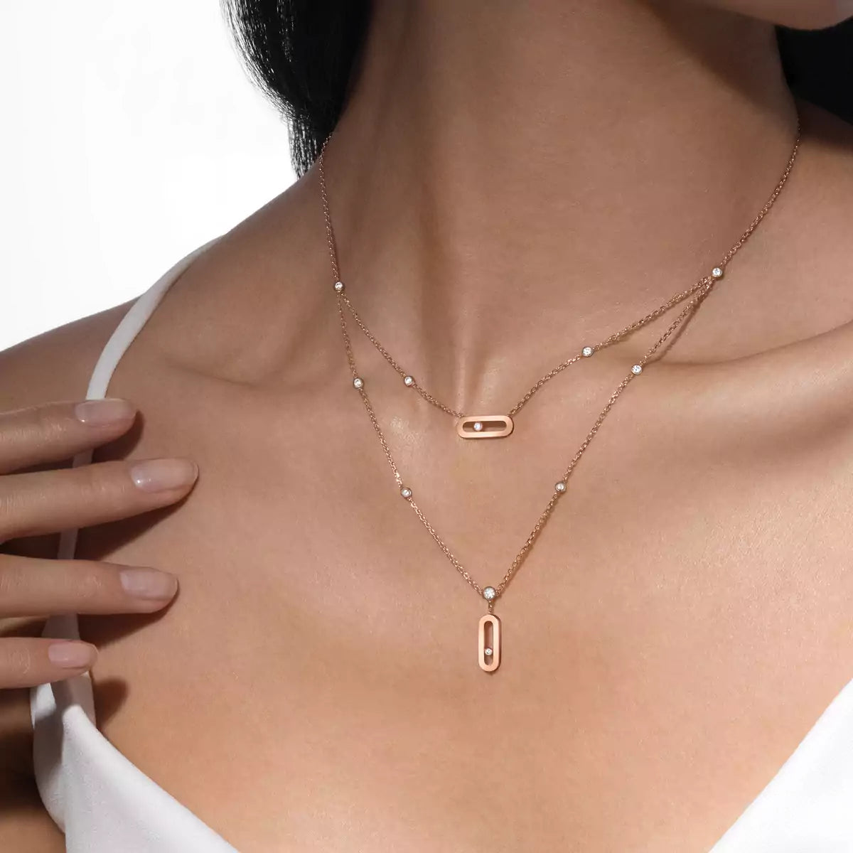 [Azure Tears]MOVE UNO DOUBLE-PENDANT NECKLACE