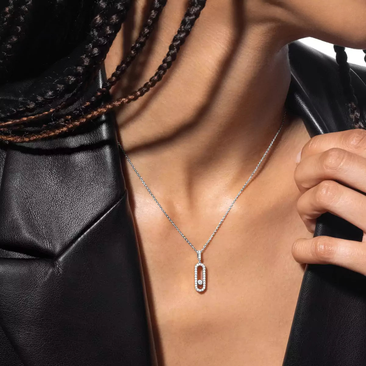 [Azure Tears]MOVE UNO FULL PAVÉ DIAMOND NECKLACE