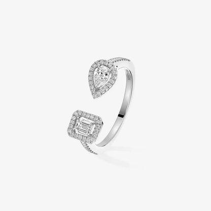 [Azure Tears]OPEN SUGAR CUBE & TEARDROP PAVÉ DIAMOND RING