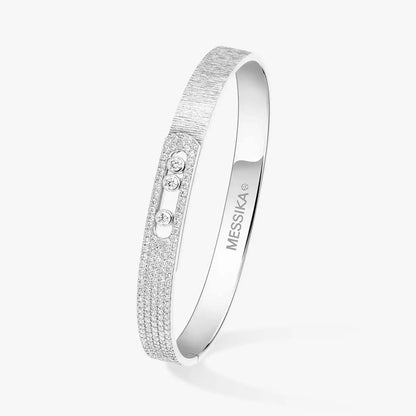 [Azure Tears]MOVE NOA CISELÉ HALF-PAVÉ DIAMOND BANGLE BRACELET