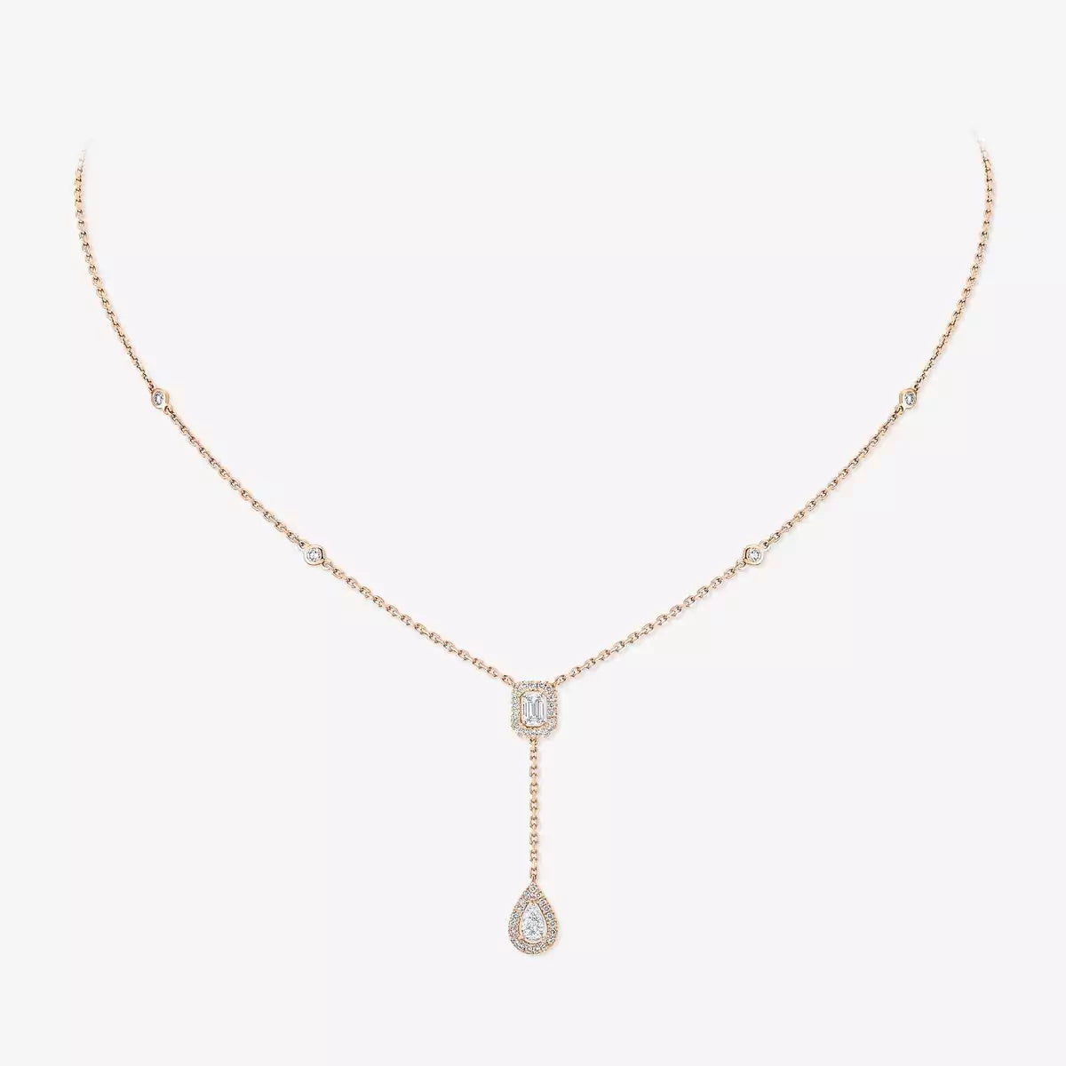 [Azure Tears]SUGAR CUBE & TEARDROP FULL PAVÉ NECKLACE