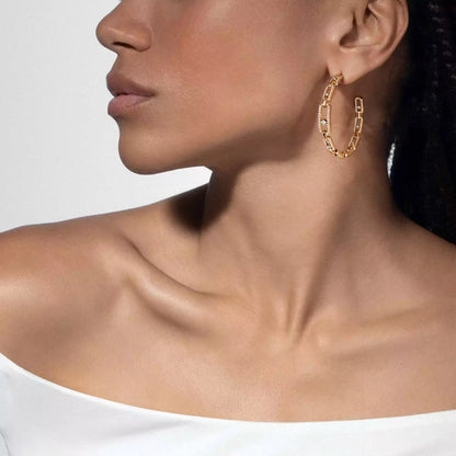 [Azure Tears]MOVE LINK KINETIC DIAMOND HOOP EARRINGS