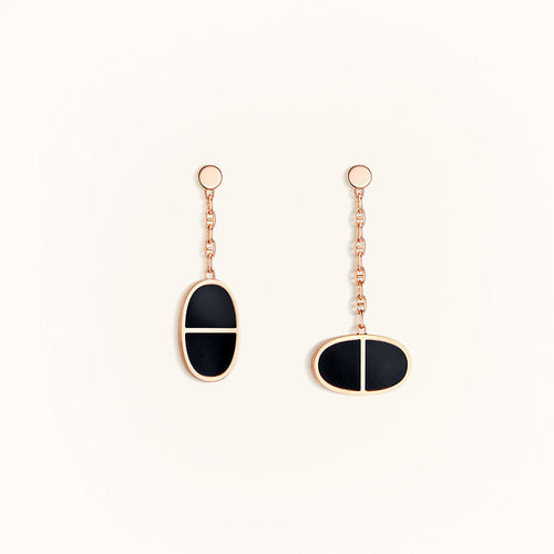 [Azure Tears]CHAINE VERSO BLACK CERAMIC EARRINGS