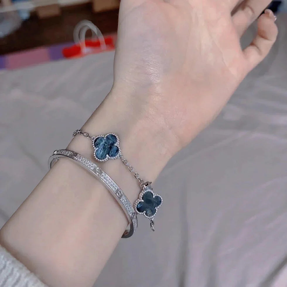 [Azure Tears]LUCKY CLOVER 5-MOTIF BRACELET - PIETERSITE COLLECTION